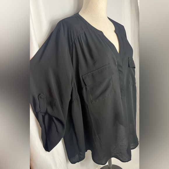Torrid Elegant Black Women's Top sheer with front pockets 3/4 sleeves size 2 - Picture 5 of 5